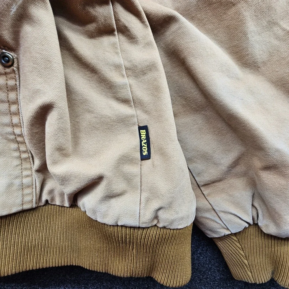 Brazos Work Force Mens Brown Quilted Lined Full Zip Hooded Jacket Size‎ X-Large